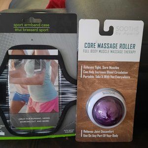Cellphone armband case and core massage roller